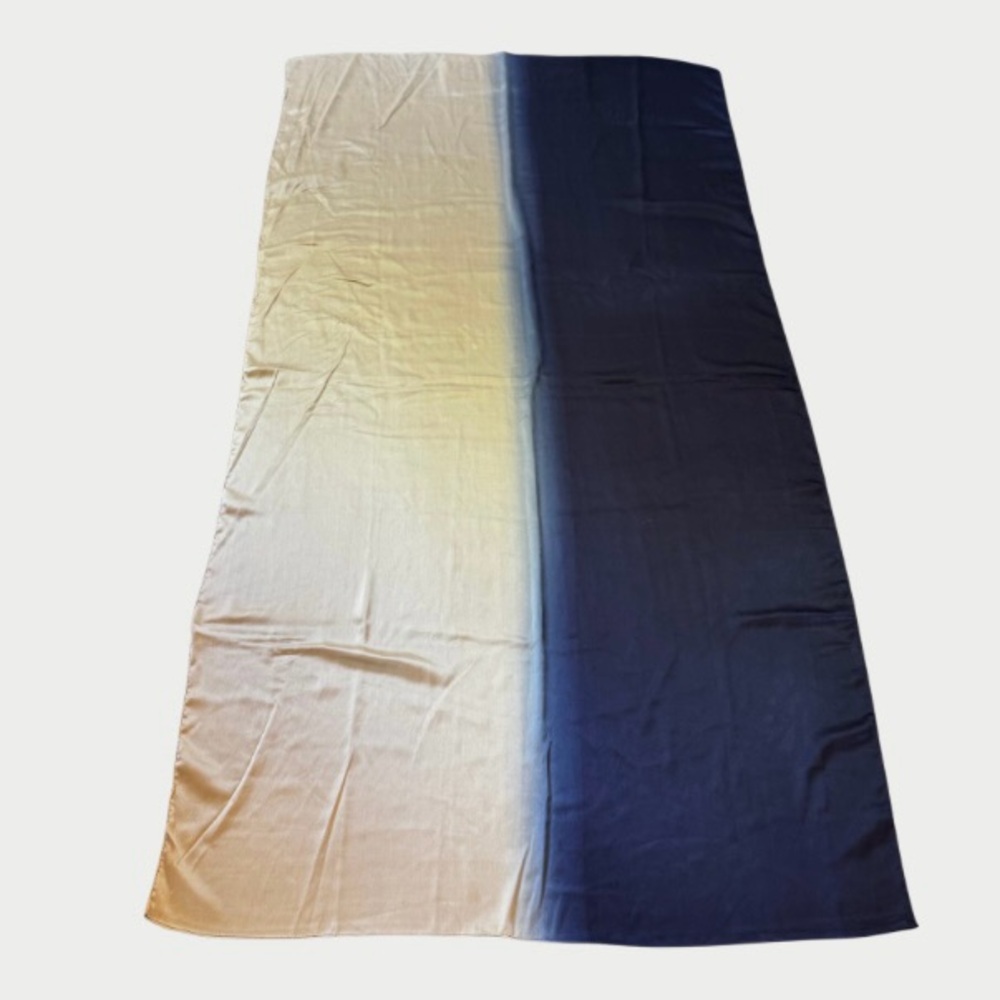 Silk Scarf 100% Silk Navy Blue & Beige